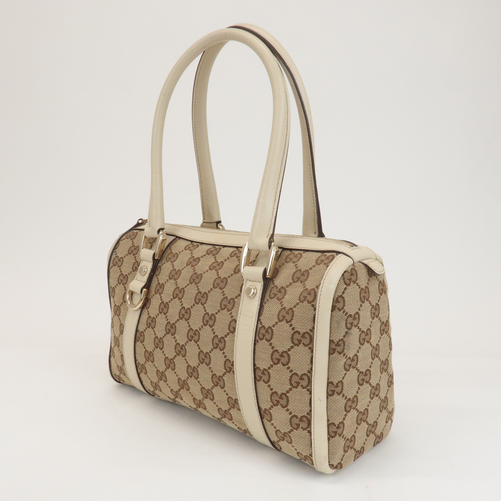 GUCCI Abbey GG Canvas Leather Hand Bag Beige Ivory 130942