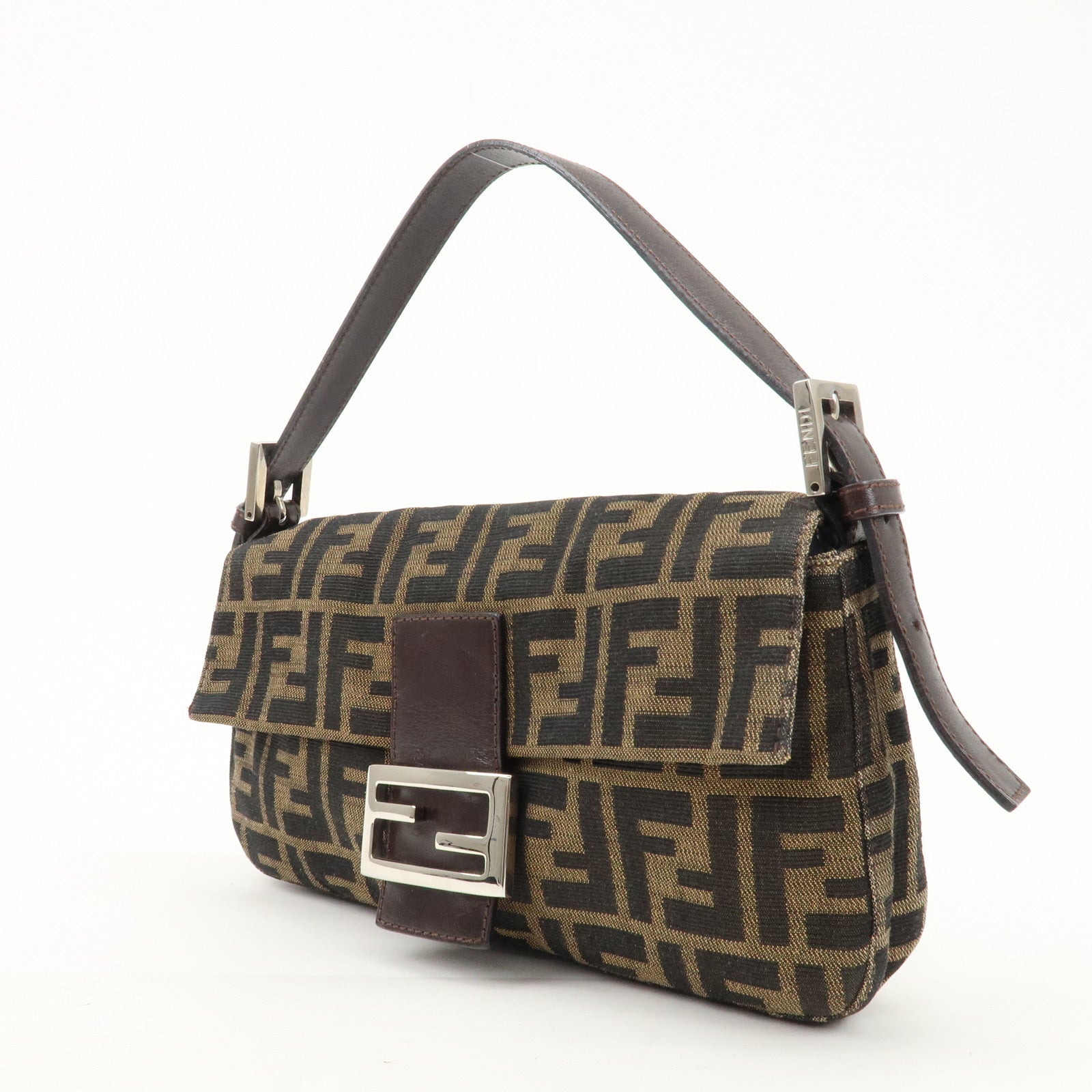 FENDI Mamma Bucket Zucca Canvas Leather Shoulder Bag 26424