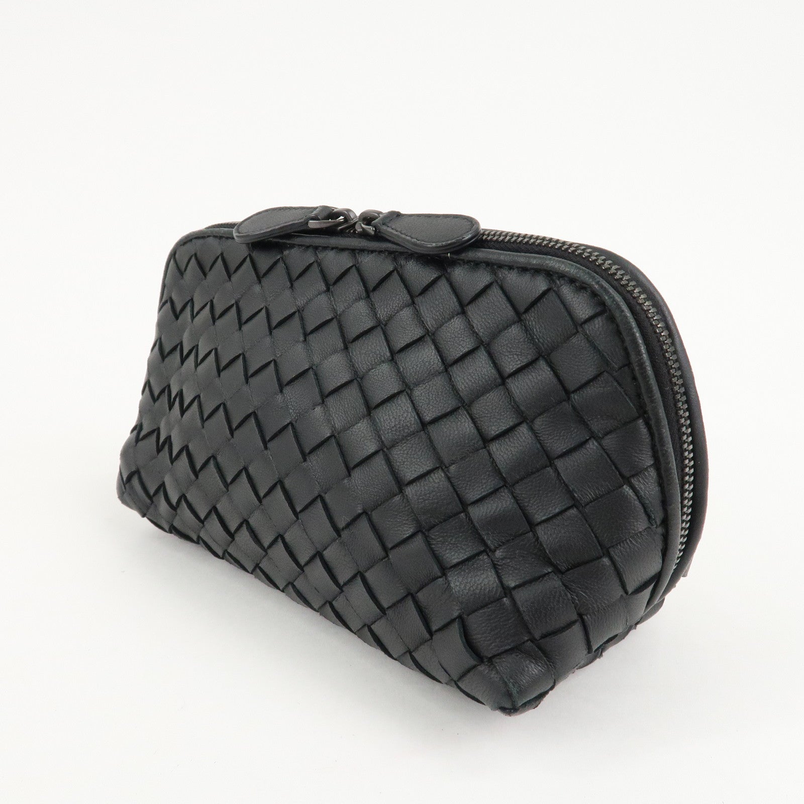 BOTTEGA VENETA Intrecciato Leather Pouch Cosmetic Pouch Black