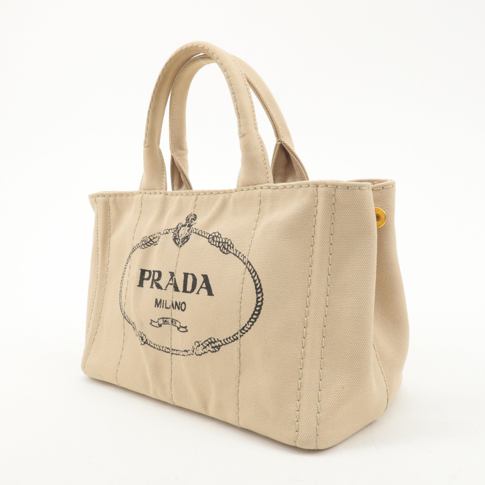 PRADA Canapa Mini Canvas 2Way Bag Shoulder Bag Beige B2439G