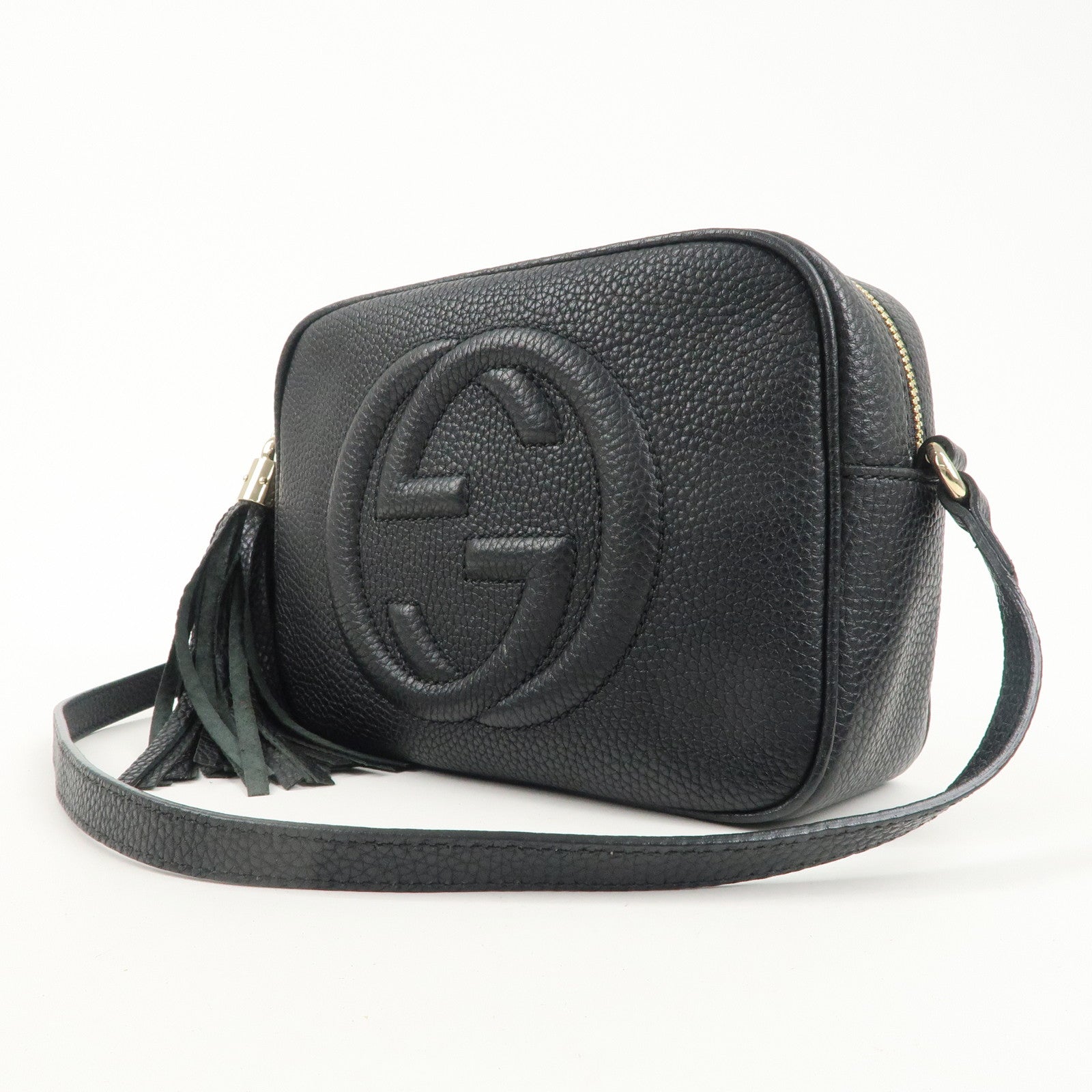 GUCCI SOHO Leather Small Disco Shoulder Bag Black 308364