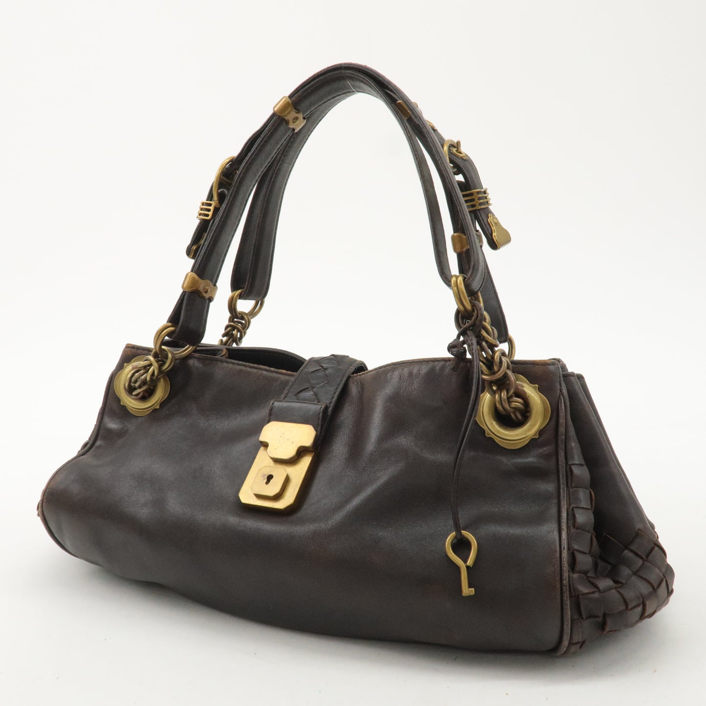 BOTTEGA VENETA Intrecciato Leather Hand Shoulder Bag Brown 162114