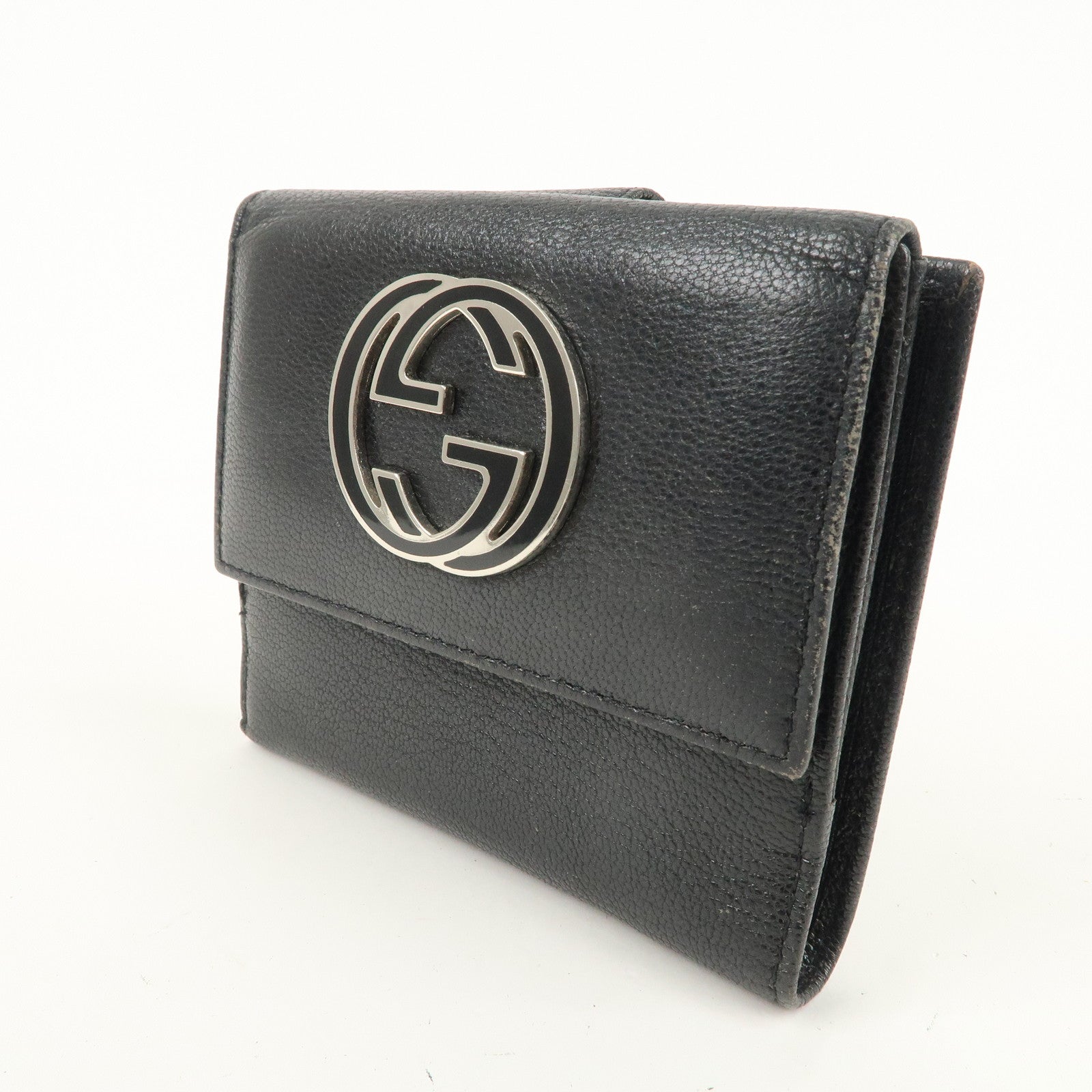 GUCCI Interlocking G Leather Bi-fold Wallet Black 131020