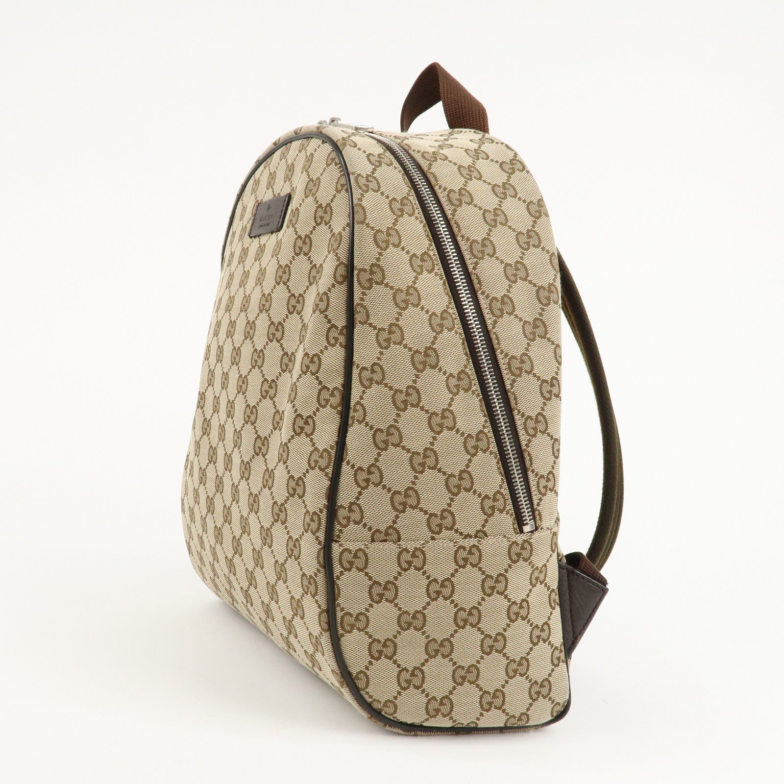 GUCCI GG Canvas Leather Backpack Beige Brown 449906