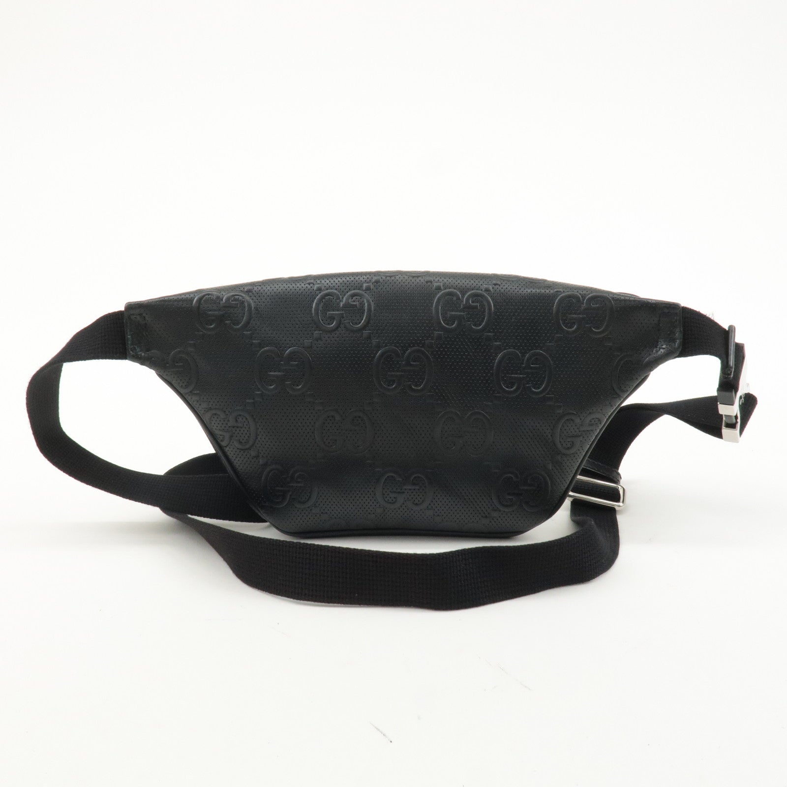 GUCCI GG Embossed Leather Small Waist Bag Black 658582