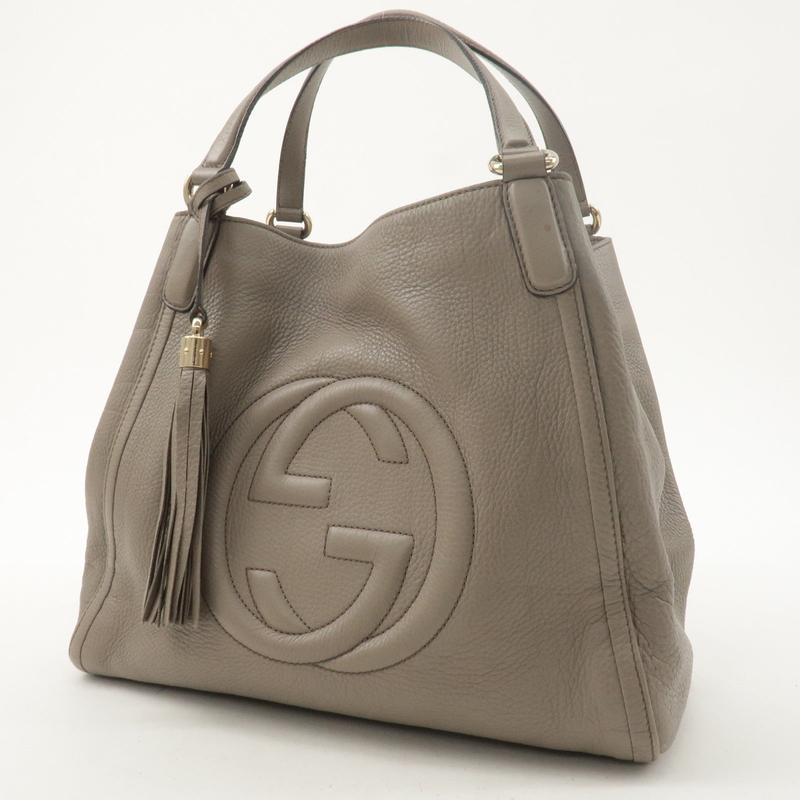 GUCCI SOHO Interlocking G Leather Shoulder Bag Graige 282309