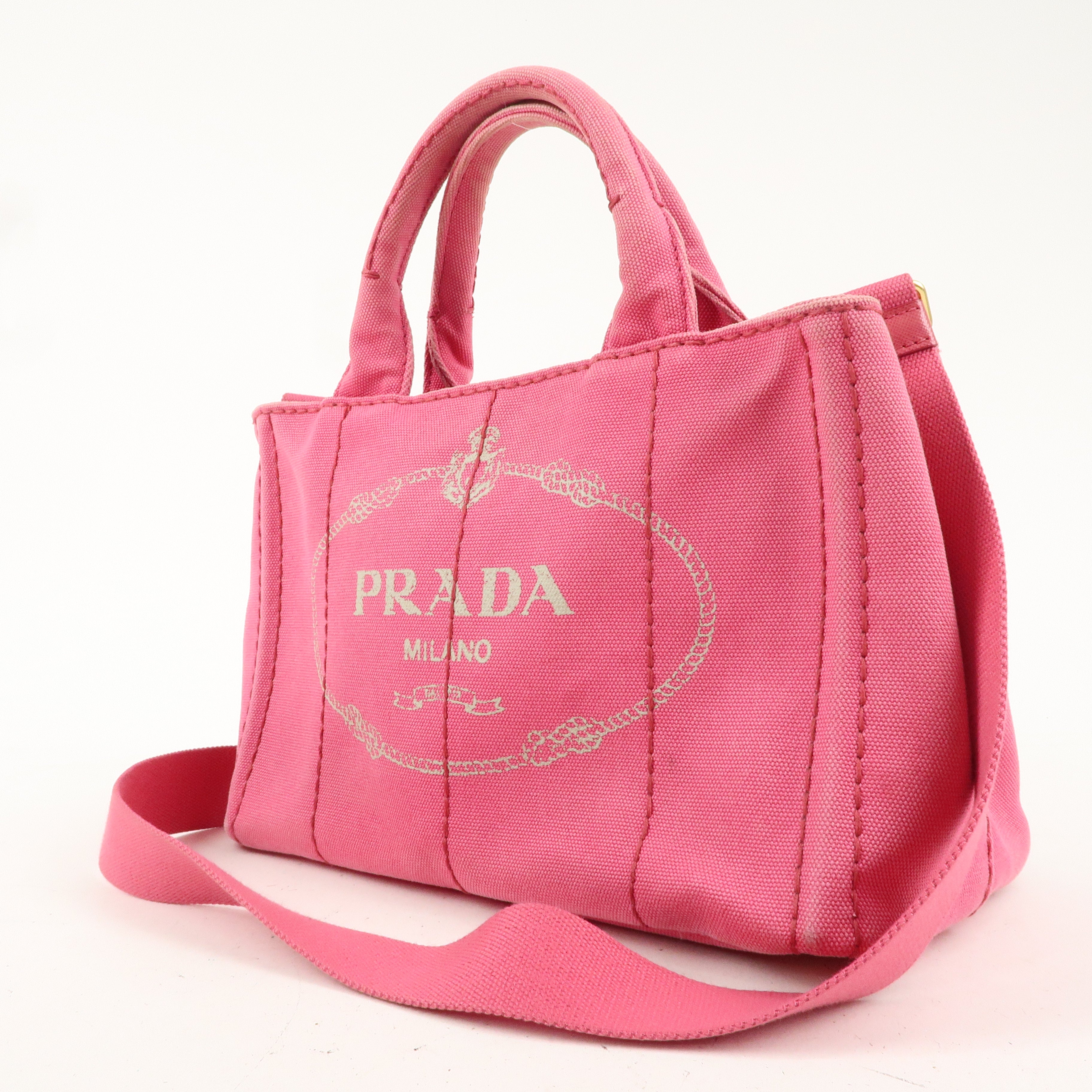 PRADA Canapa Mini Canvas 2Way Bag Hand Shoulder Bag Pink