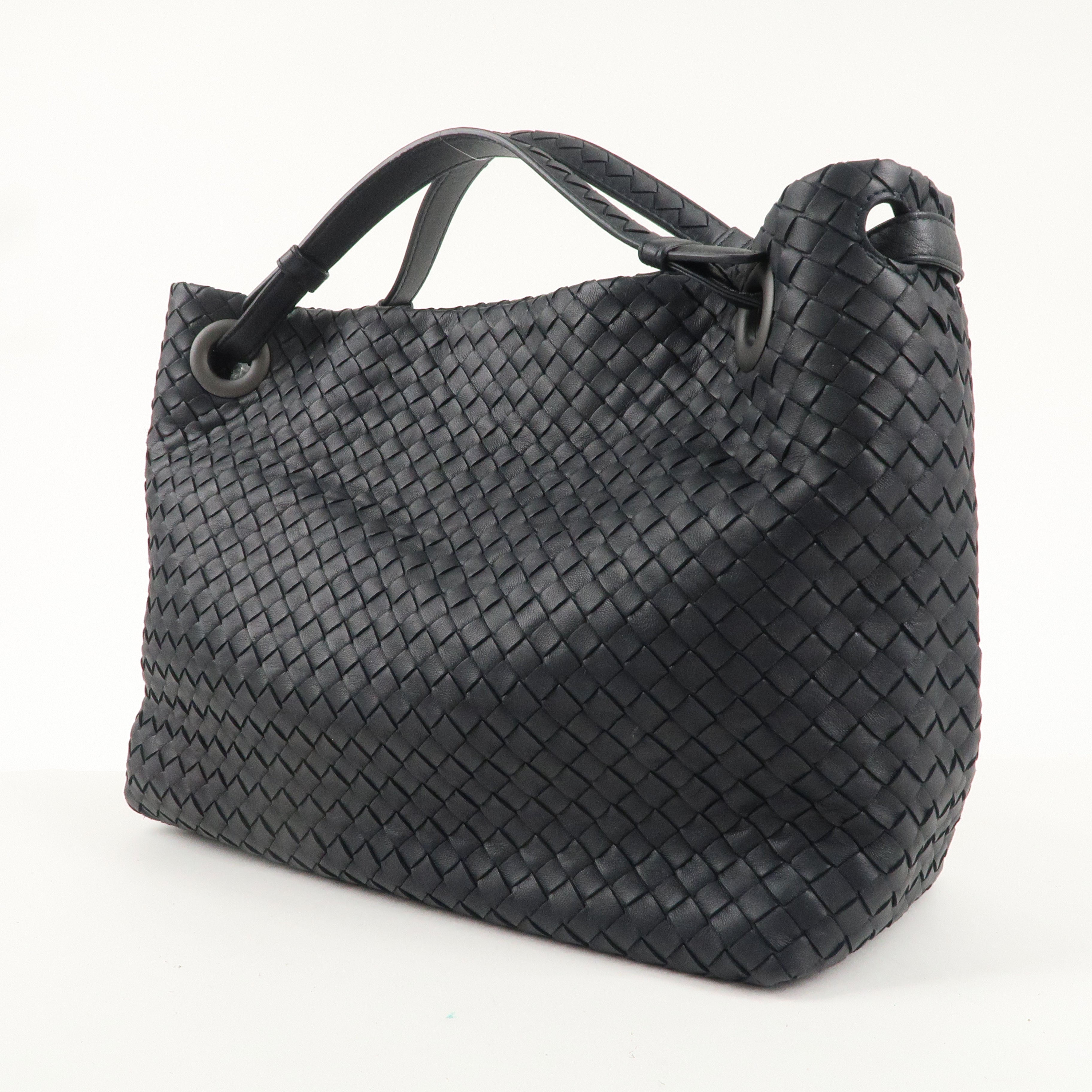 BOTTEGA VENETA Intrecciato Leather Tote Bag Hand Bag Navy