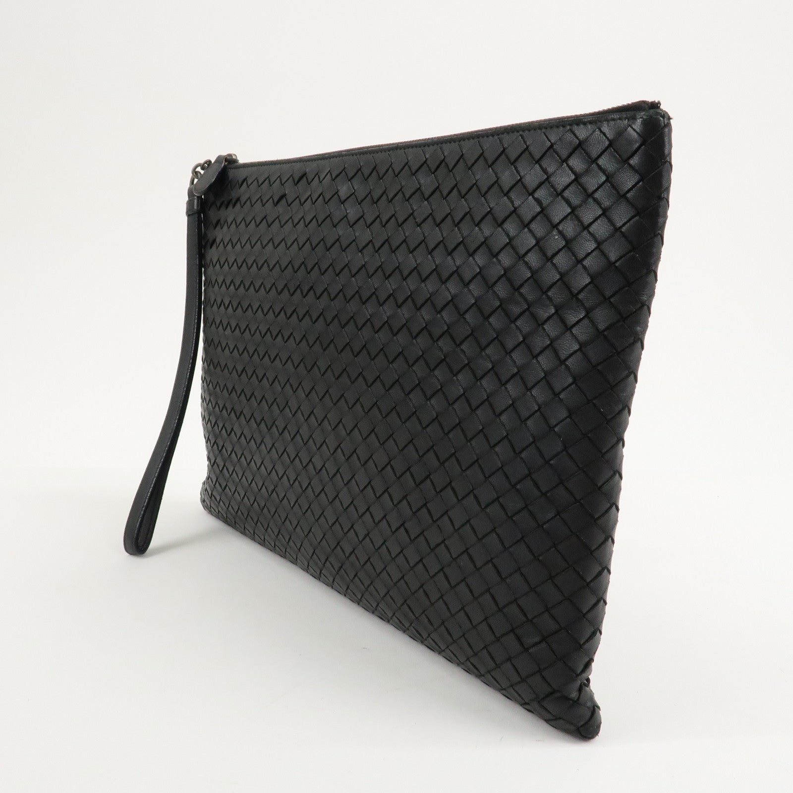 BOTTEGA VENETA Intrecciato Leather Clutch Bag Black