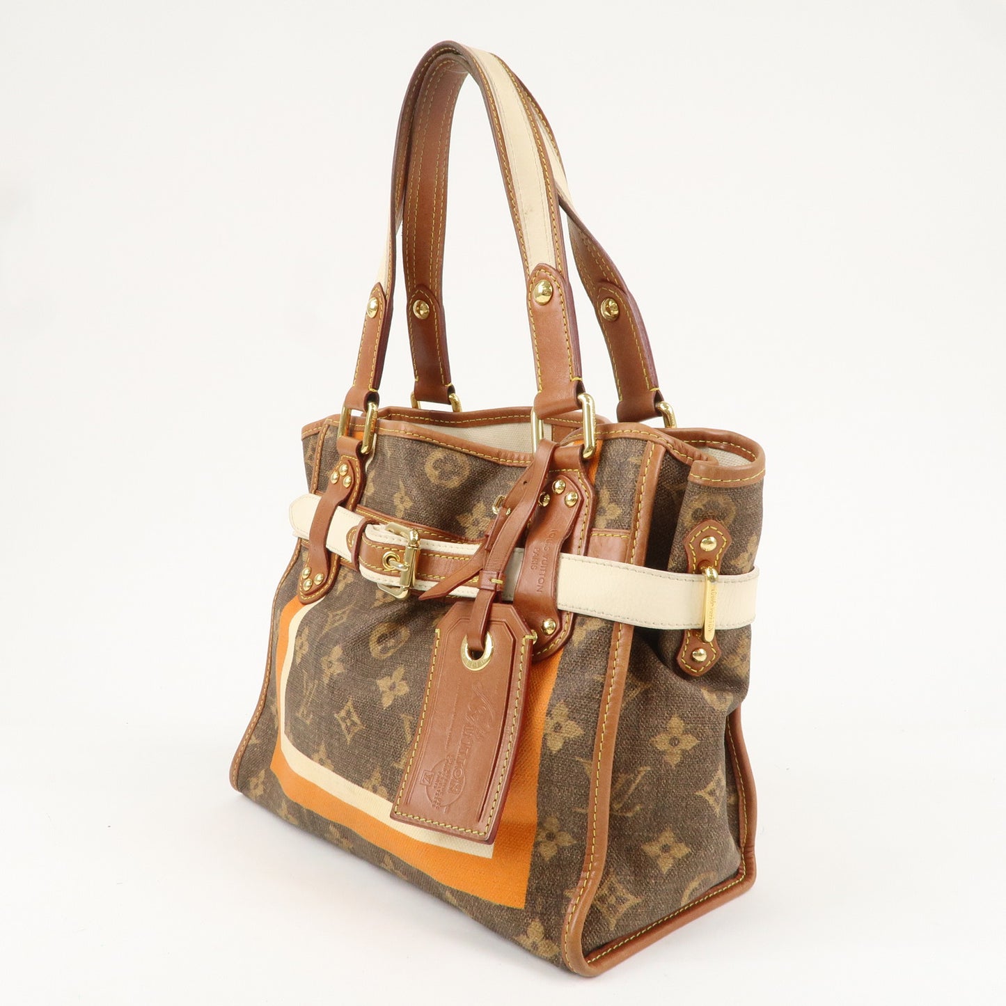 Louis Vuitton Monogram Tisse Sac Rayures PM Tote Hand Bag M56386