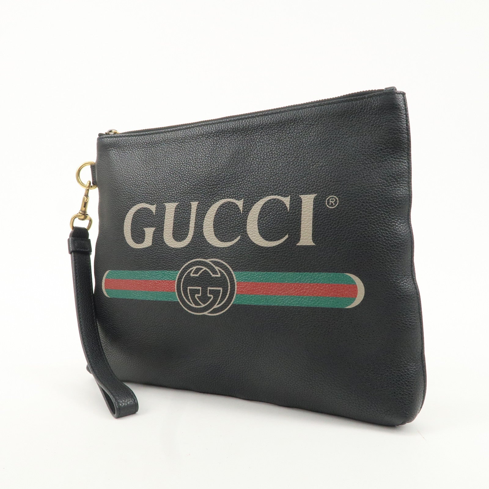 GUCCI Sherry Leather Portfolio Clutch Bag Medium Black 572770