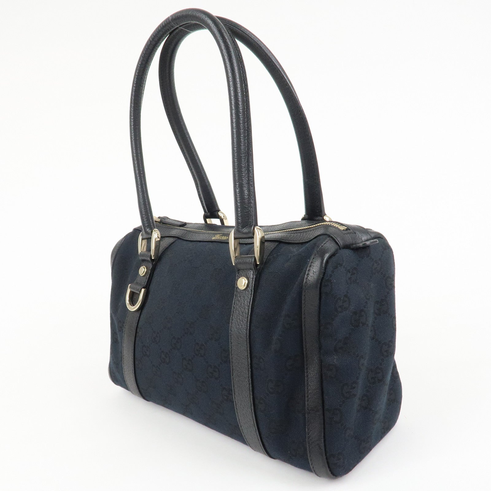 GUCCI Abbey GG Canvas Leather Mini Boston Bag Black 130942 Used