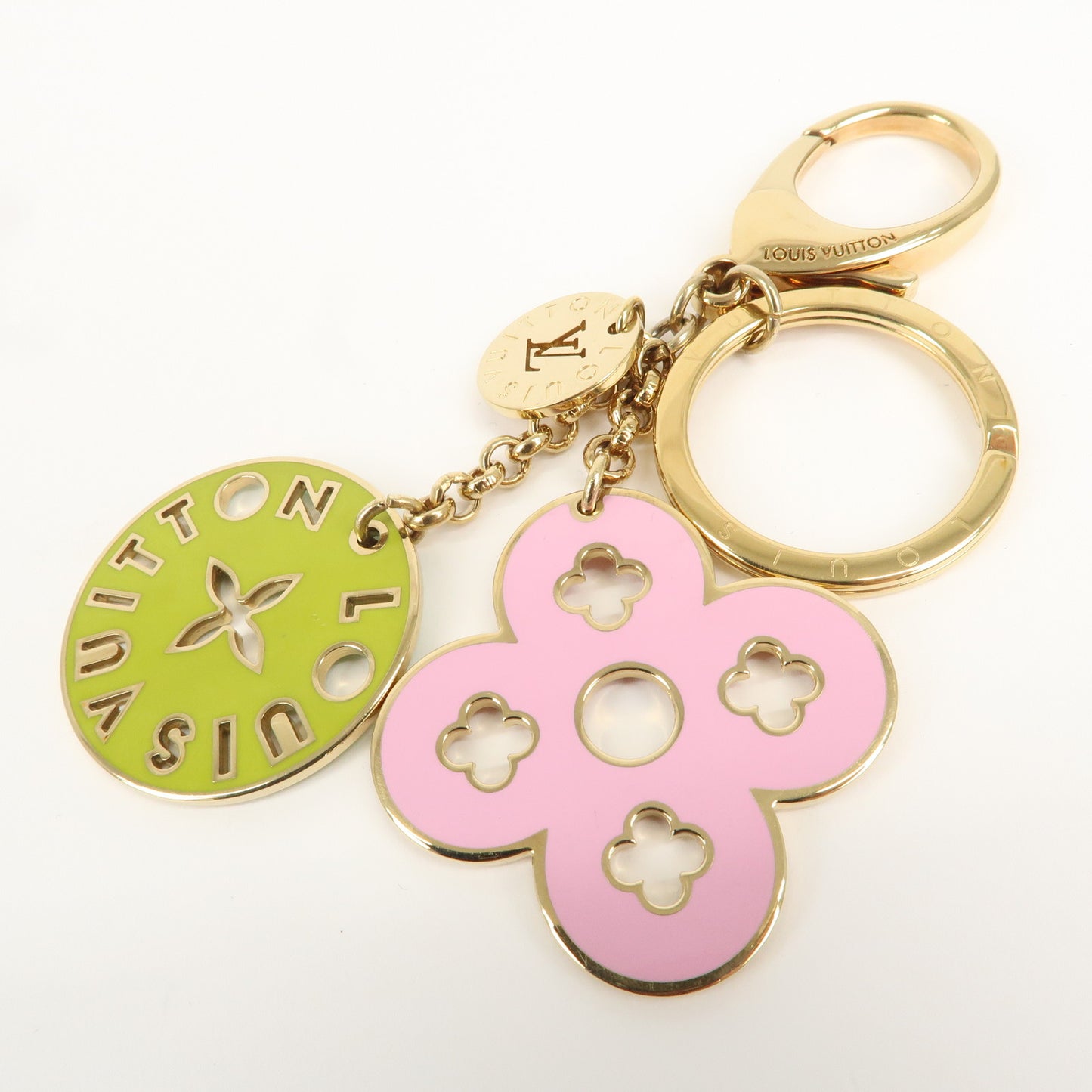 Louis Vuitton Porte Cles Looping Bag Charm Pink Green M66006