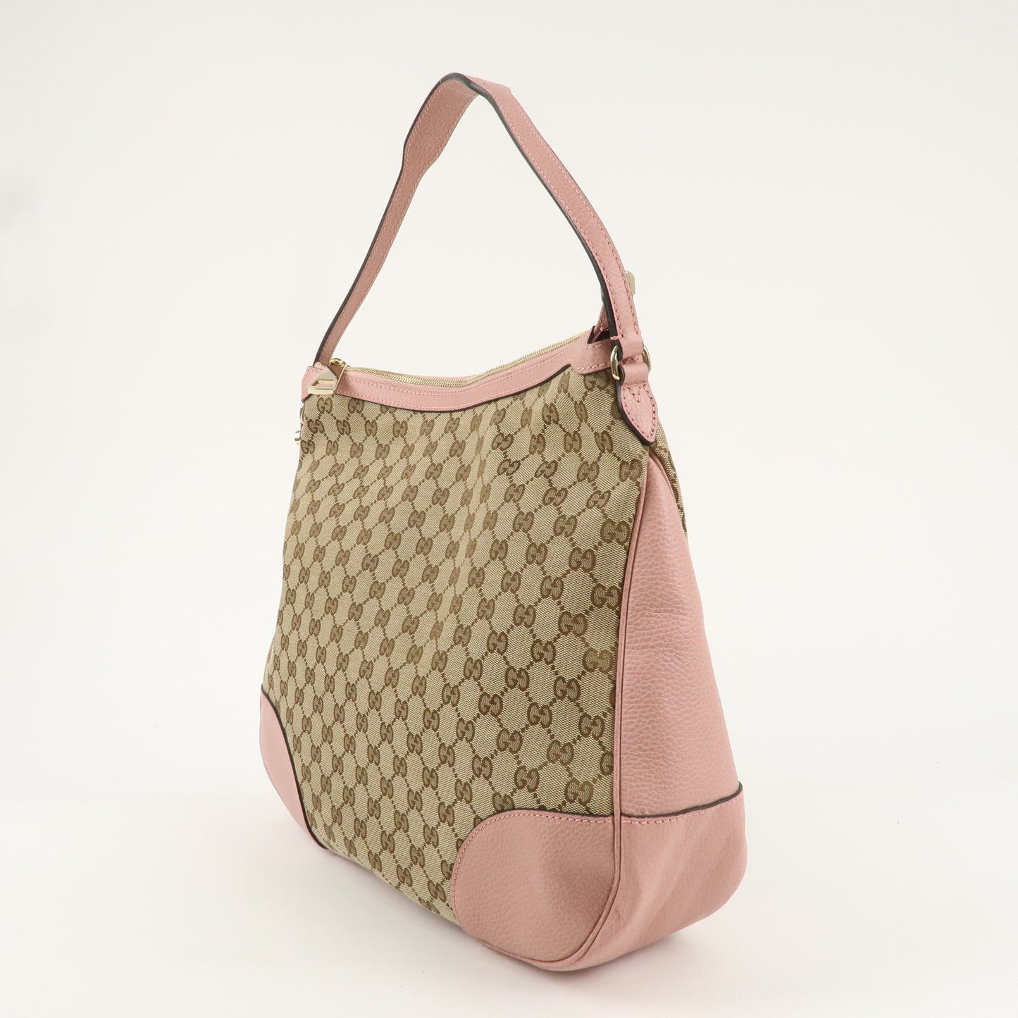 GUCCI GG Canvas Leather One Shoulder Bag Pink Beige 449244