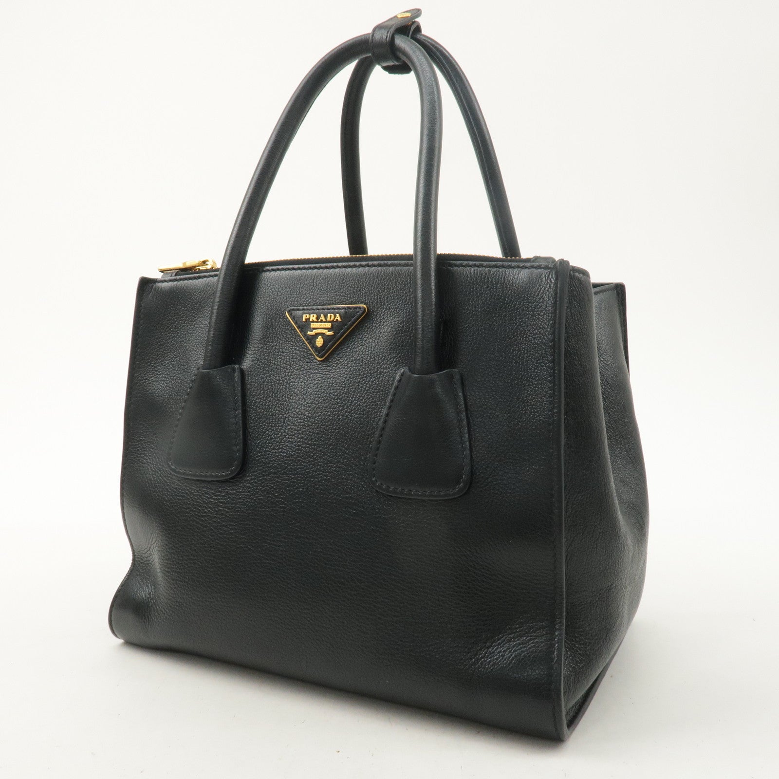 PRADA 2way leather tote bag black