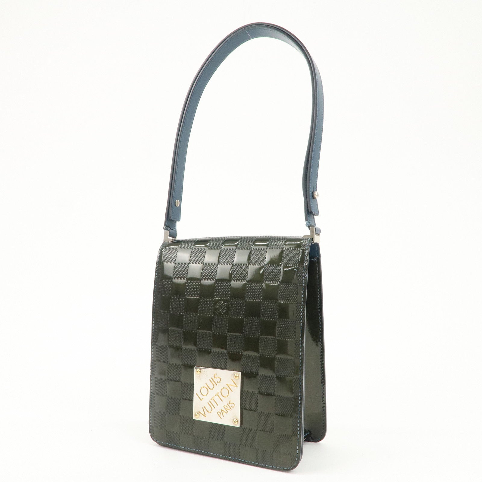 Louis Vuitton Damier Vernis Club Hand Bag Petrole Blue M92128