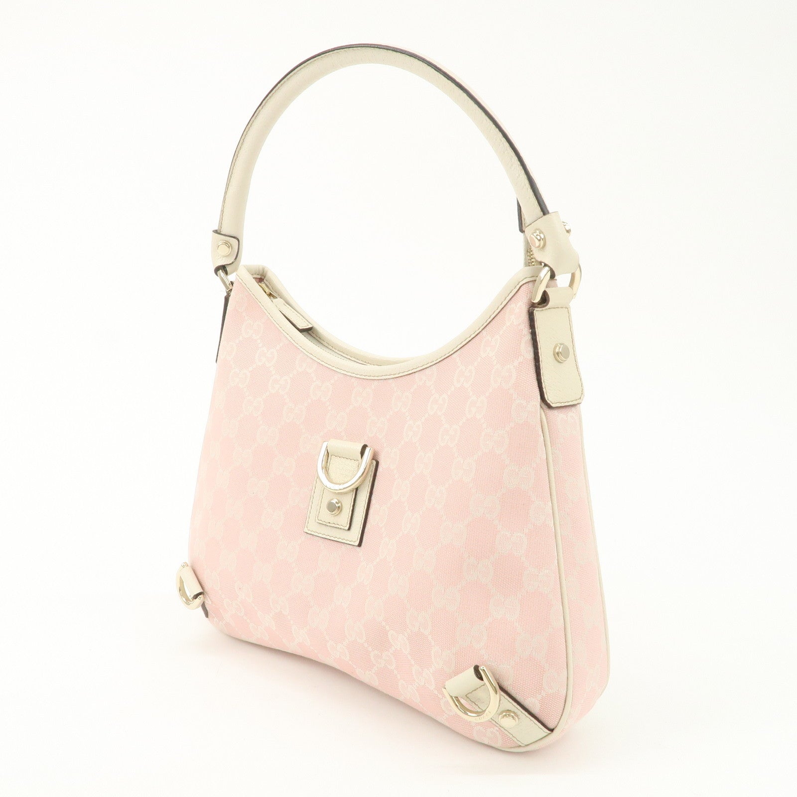 GUCCI Abbey GG Canvas Leather Shoulder Bag Ivory Pink 130738 Used