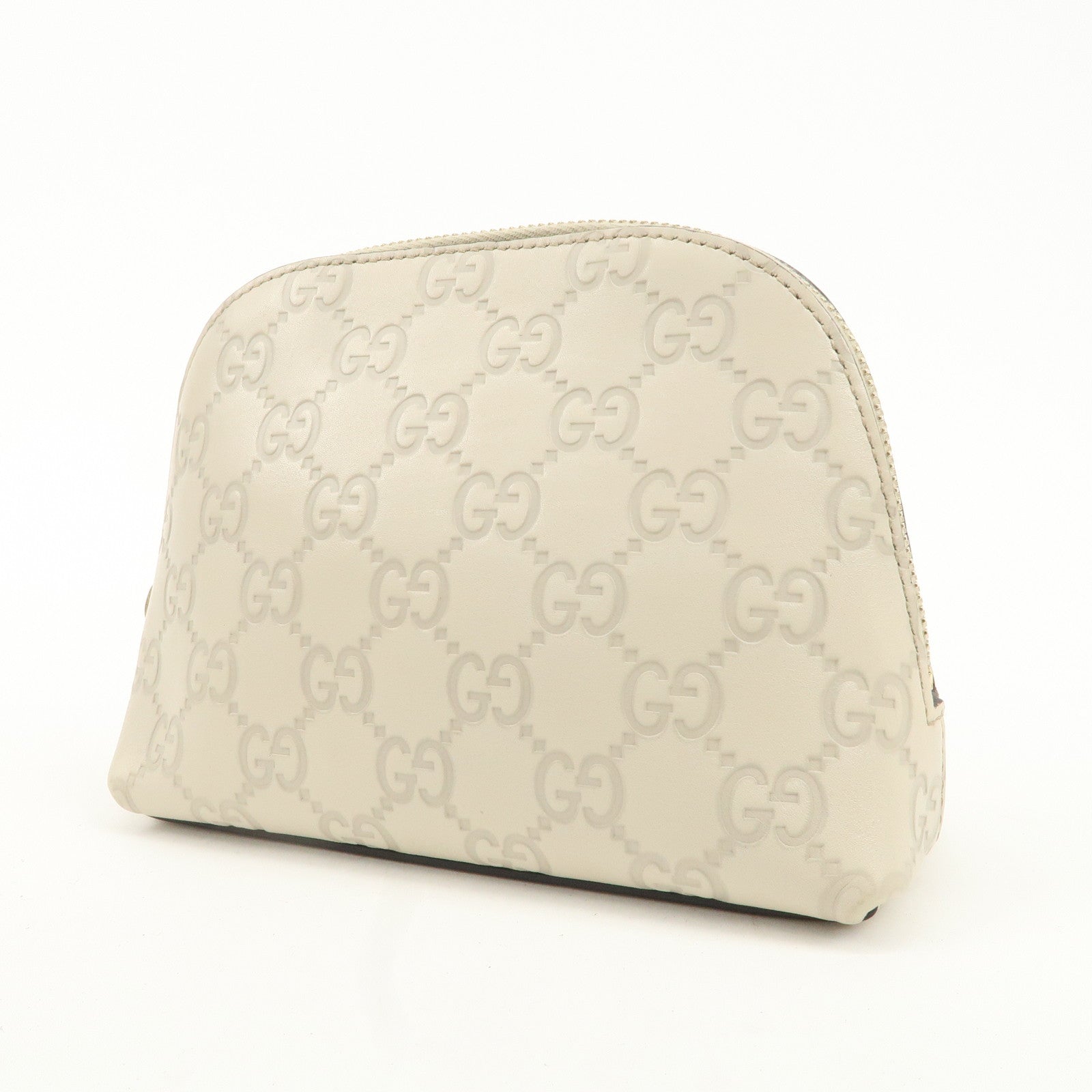 GUCCI Guccissima Leather Pouch Cosmetic POuch Ivory 141810