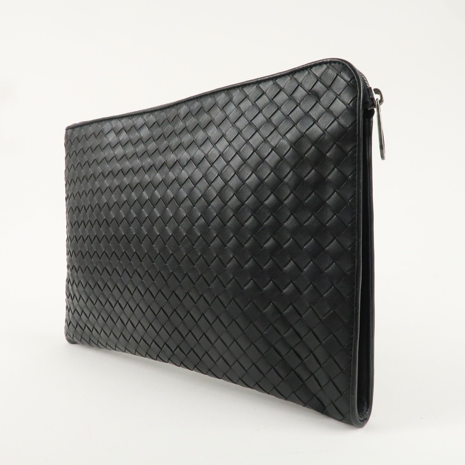 BOTTEGA VENETA Intrecciato Leather Clutch Bag Black