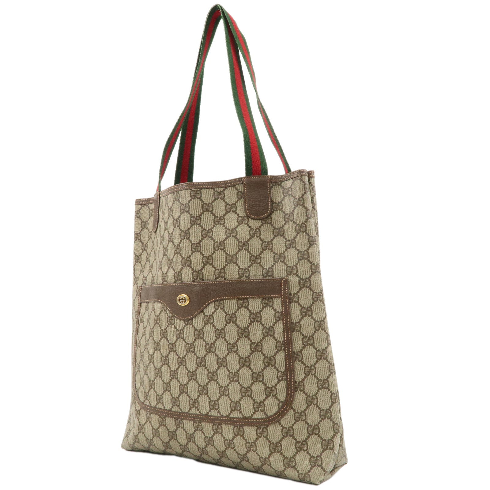 GUCCI Old Gucci Sherry GG Plus Leather Tote Bag Beige 40.02.003