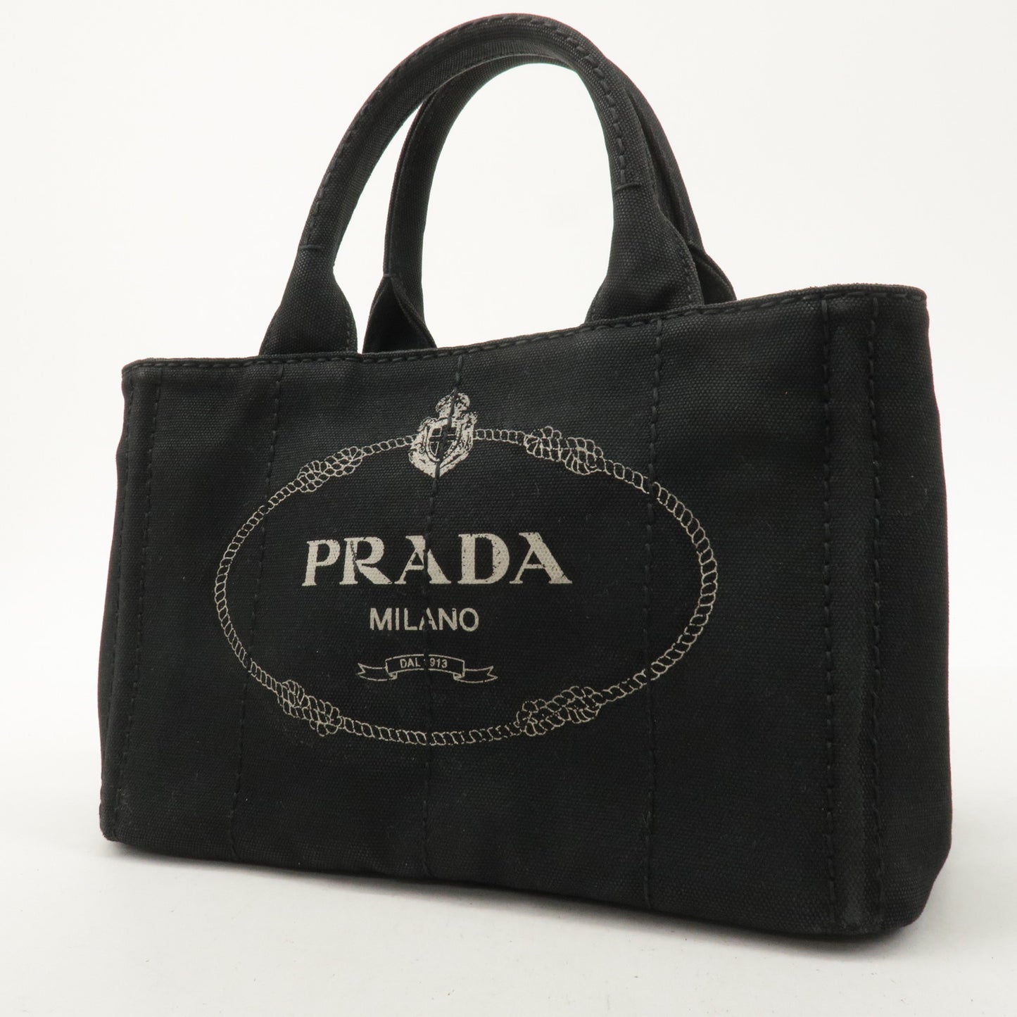 PRADA Canapa Mini Canvas 2Way Bag Hand Bag Black B2439G