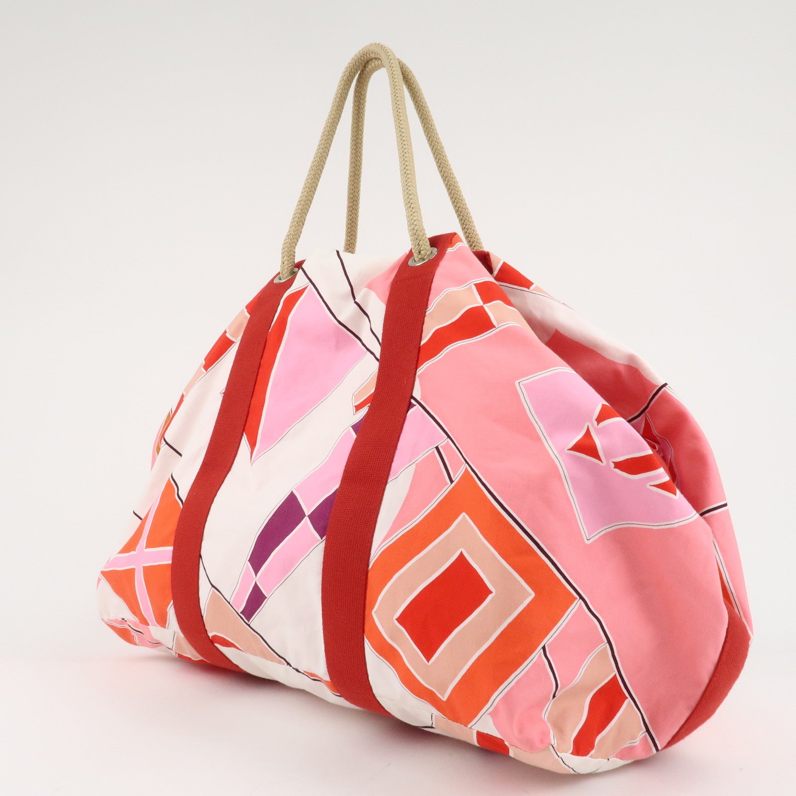 HERMES Cotton Beach Bag Cabas Drapeaux au vent Pink