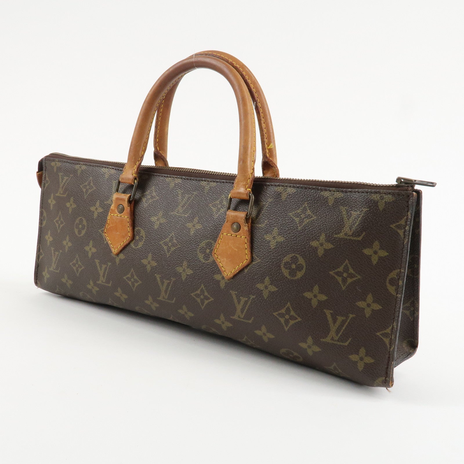 Louis Vuitton Monogram Sac Triangle Hand Bag Brown M51360 Used