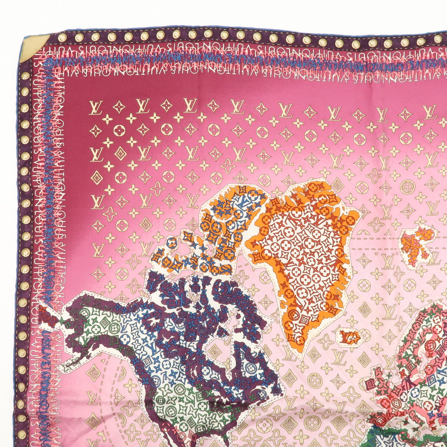 Louis Vuitton Monogram Carre World Map Silk Scarf 90×90