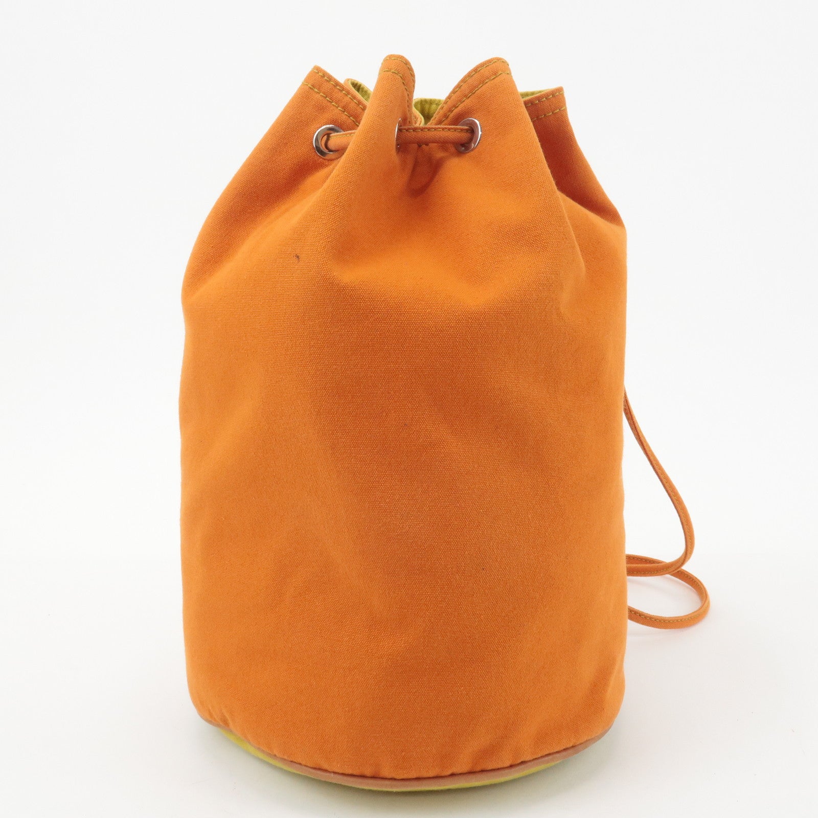 HERMES Canvas Leather Porochon Mimil GM Drawstring Backpack