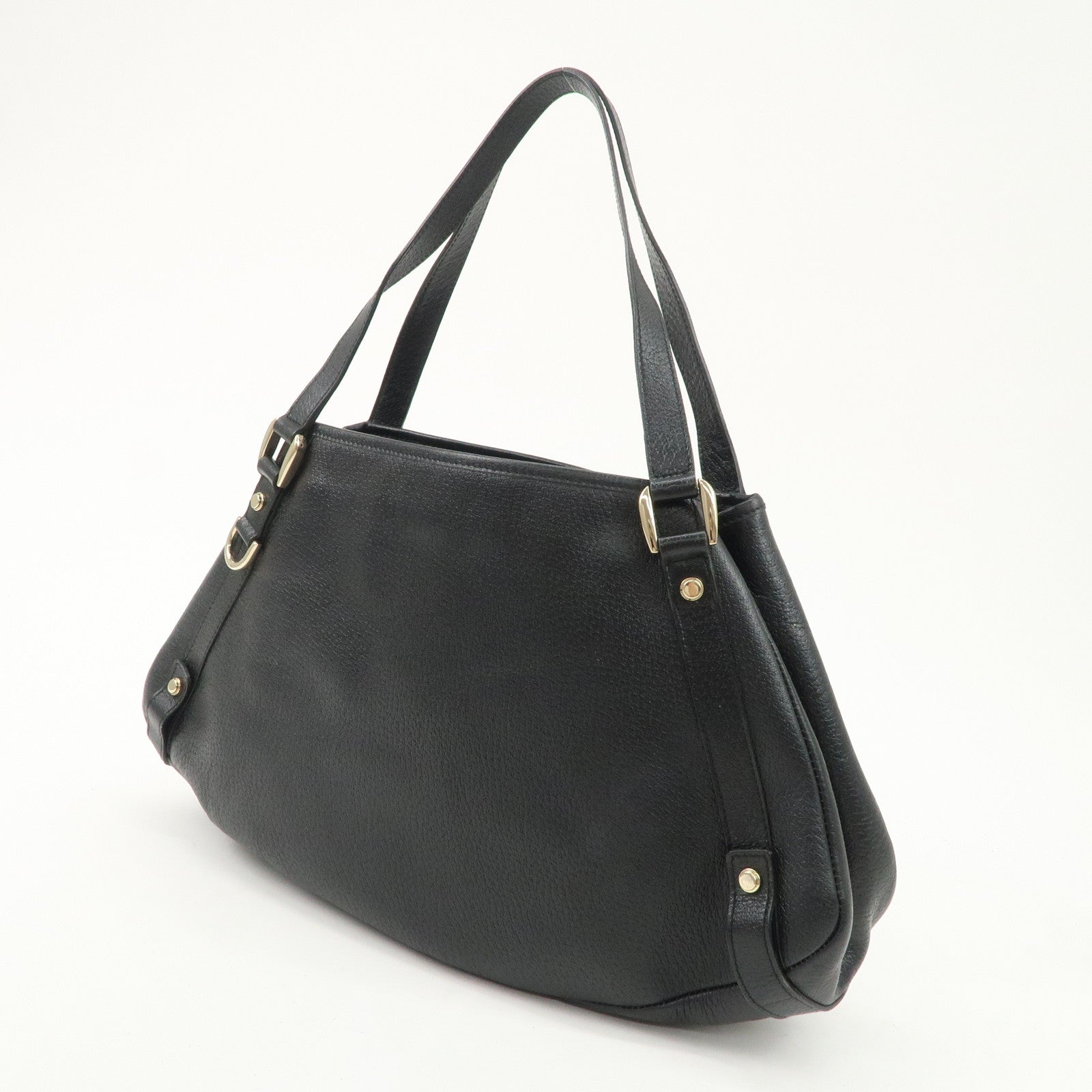 GUCCI Abbey Leather Tote Bag Hand Bag Black 130736 Used