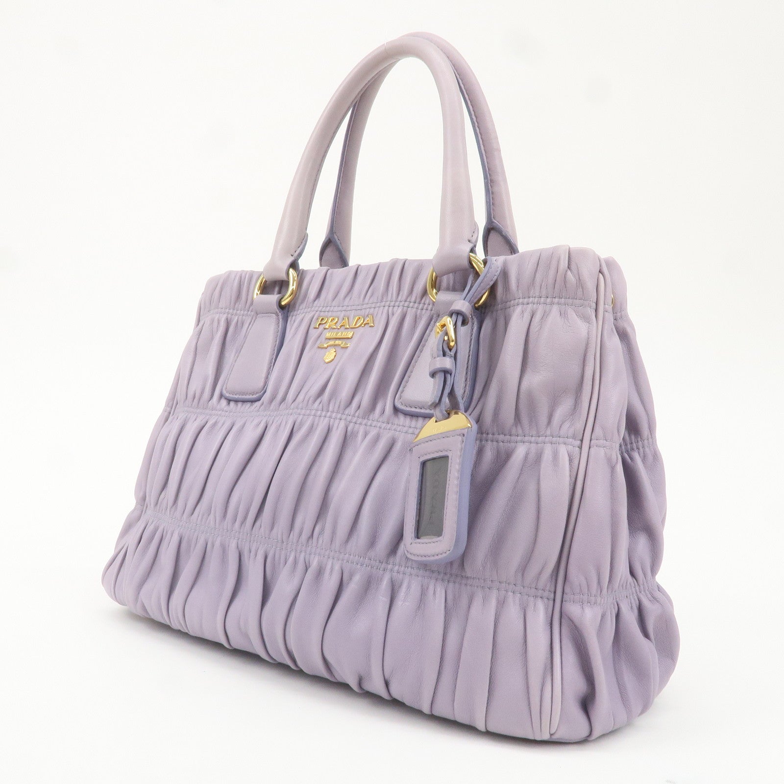 PRADA Leather 2Way Bag Hand Bag Shoulder Bag Lavender BN2393