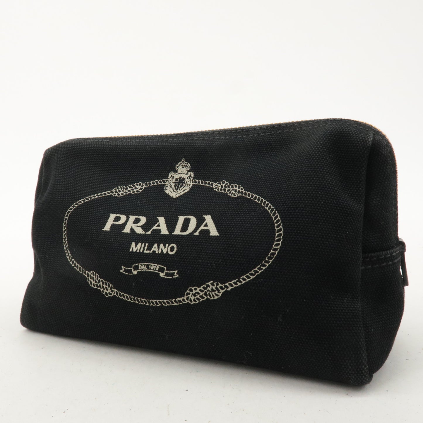 PRADA Canapa Logo Pouch Cosmetic Pouch Black 1NA693