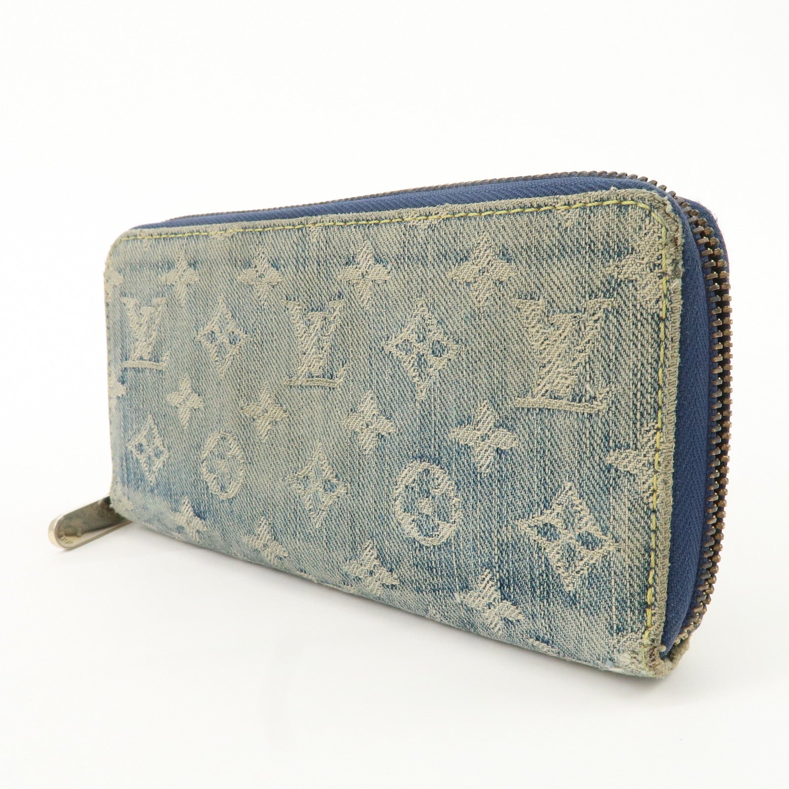 Louis Vuitton Monogram Denim Zippy Long Wallet Blue M95341 Used