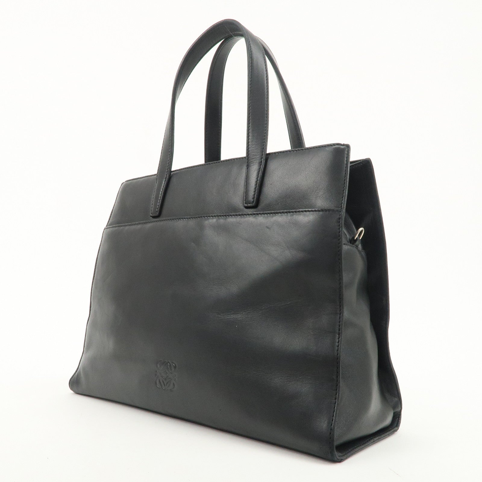 LOEWE Anagram Leather Tote Bag Hand Bag Shoulder Bag Black