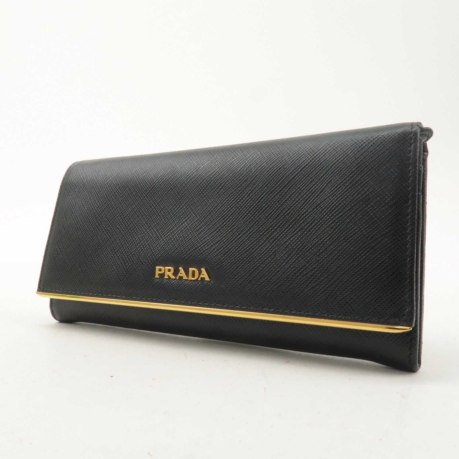 PRADA Saffiano Leather Bi-fold Long Wallet Black 1MH132