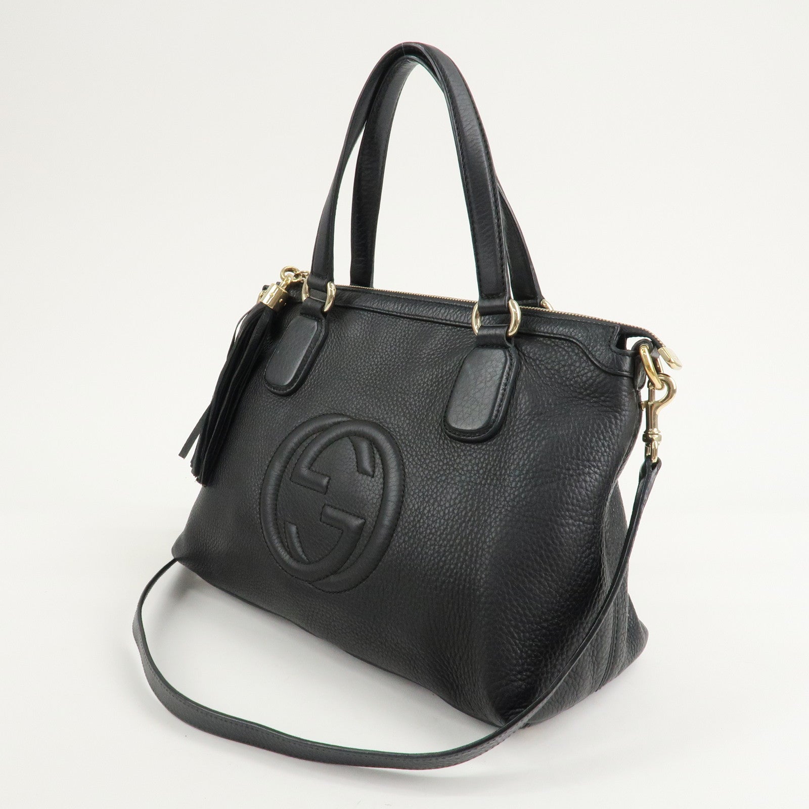 GUCCI SOHO Interlocking G Leather 2Way Shoulder Bag Black 308362