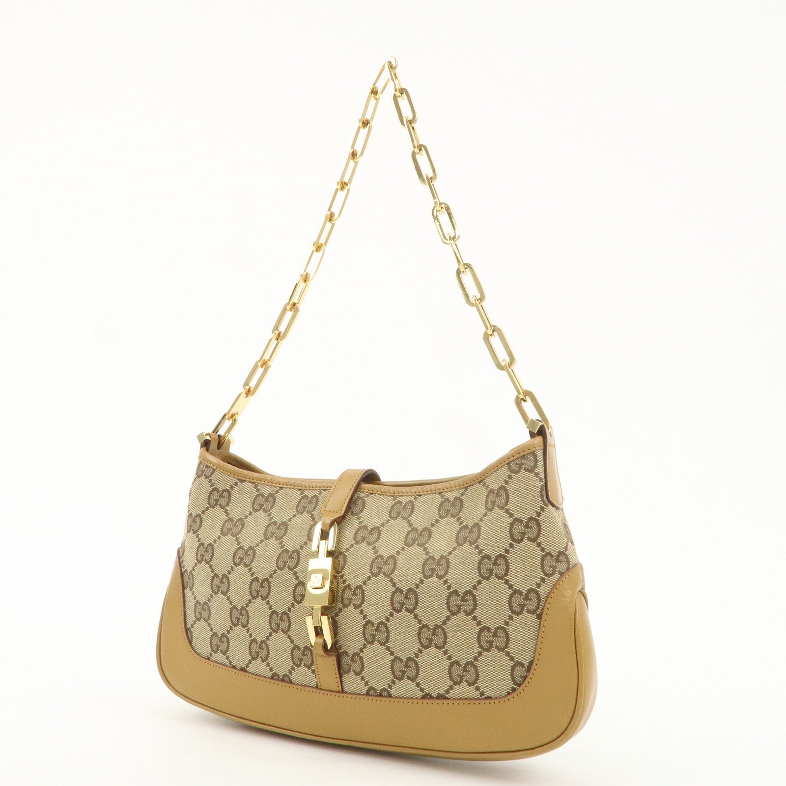 GUCCI Jackie GG Canvas Leather Chain Shoulder Bag 001.4032