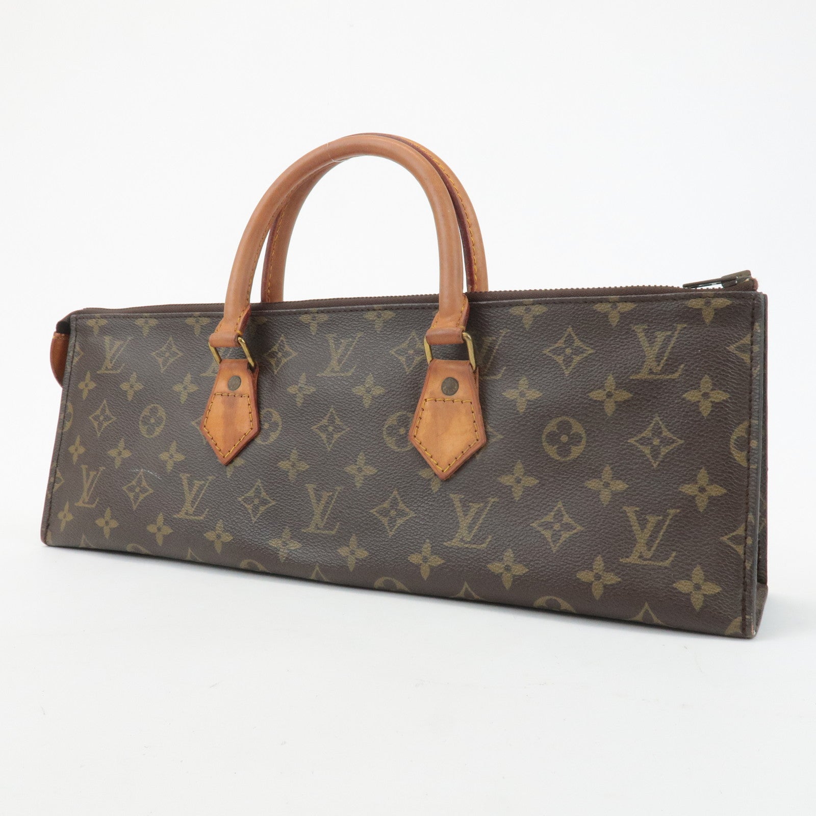 Louis Vuitton Monogram Sac Triangle Hand Bag Brown M51360 Used