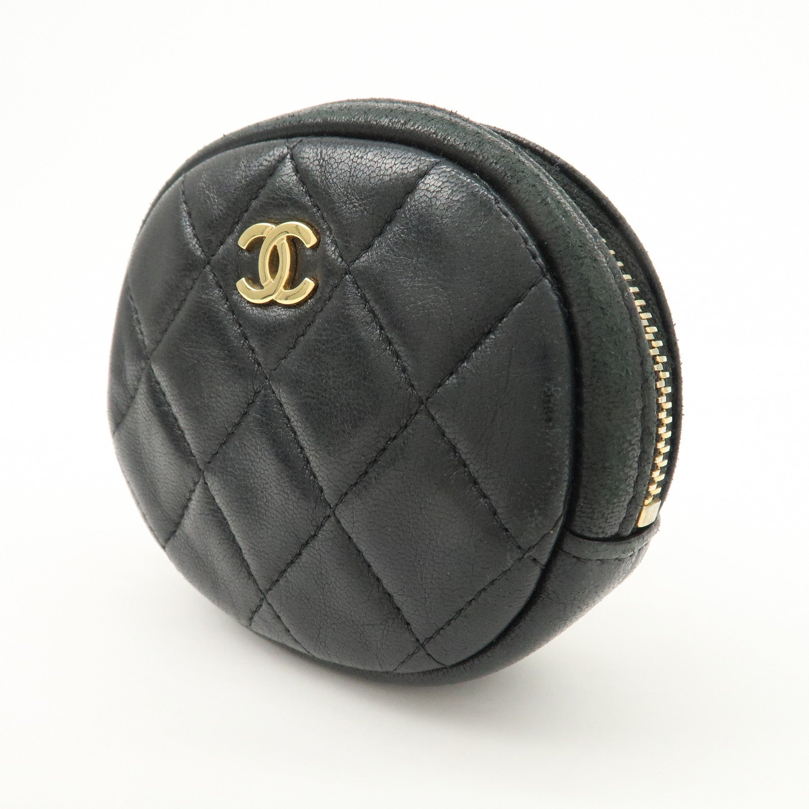 CHANEL Matelasse Lamb Skin COCO Mark Coin Case Black