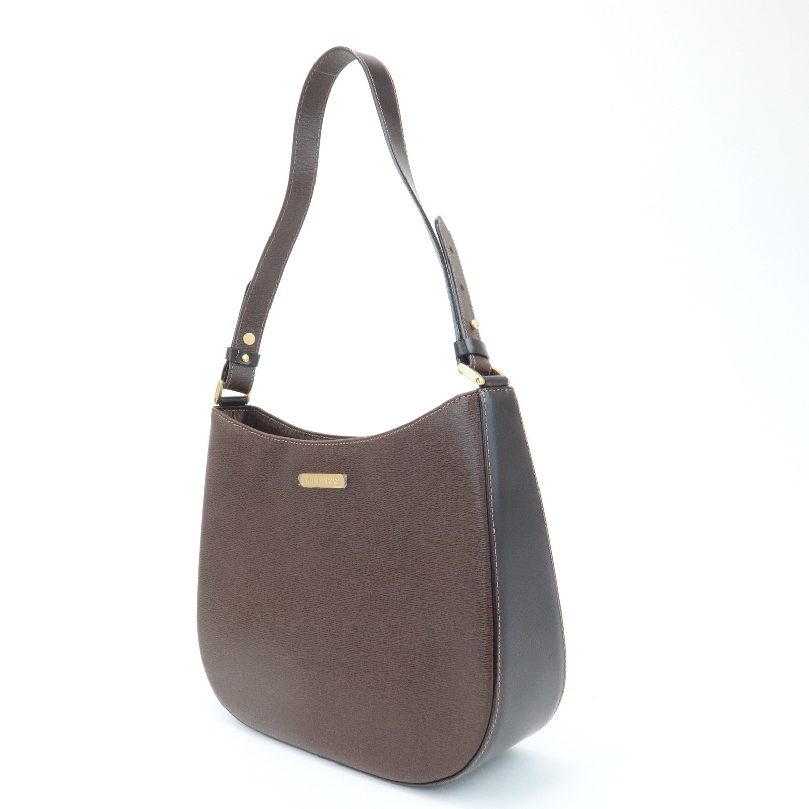 BURBERRY Leather Shoulder Bag Hand Bag Brown