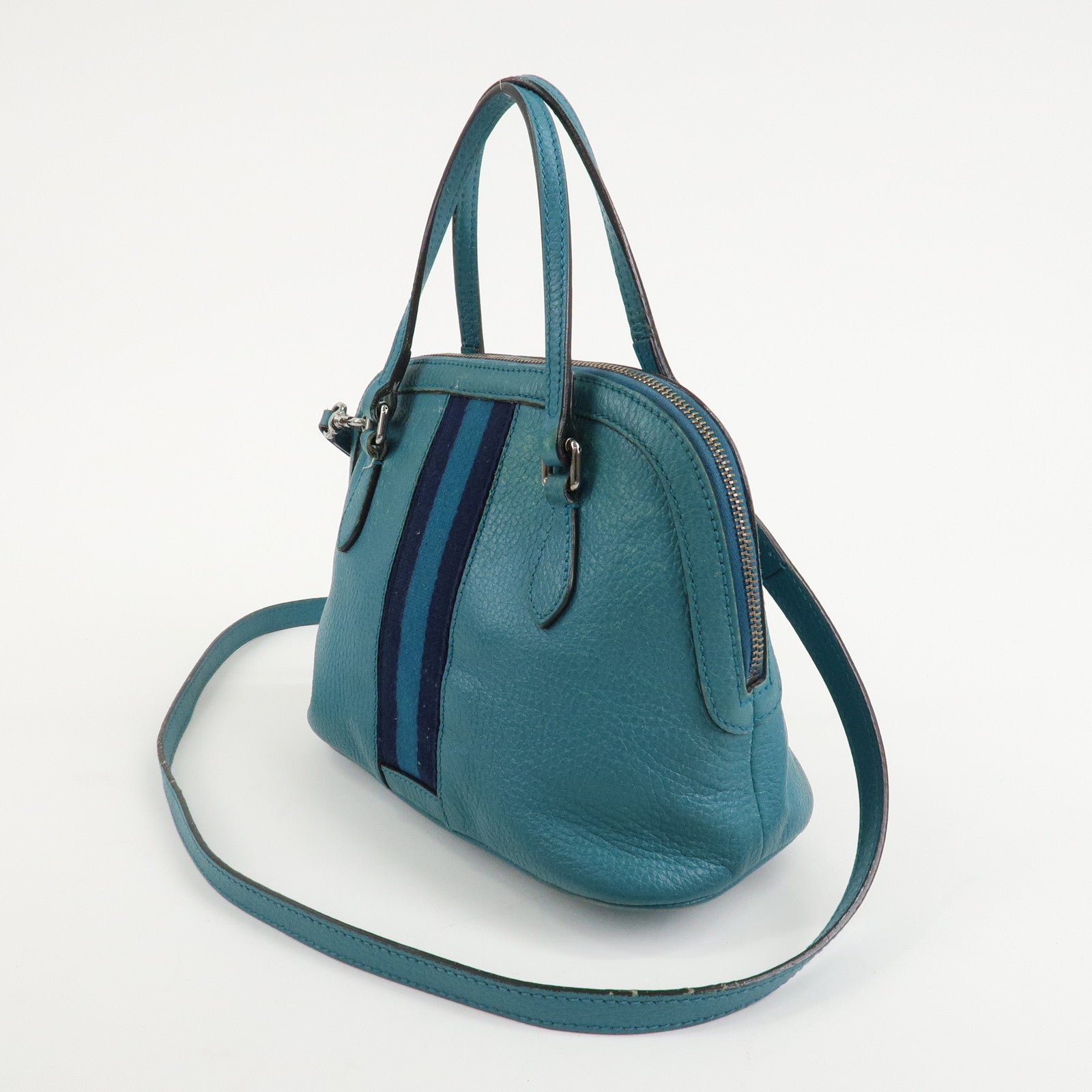 GUCCI Sherry Leather 2Way Shoulder Bag Hand Bag Blue 341504