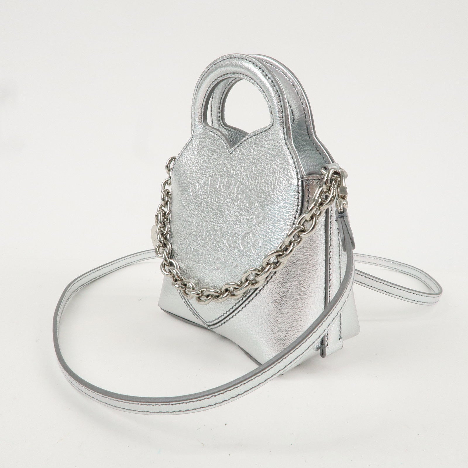 Tiffany&Co. Leather Return to Tiffany Micro Tote Bag SIlver