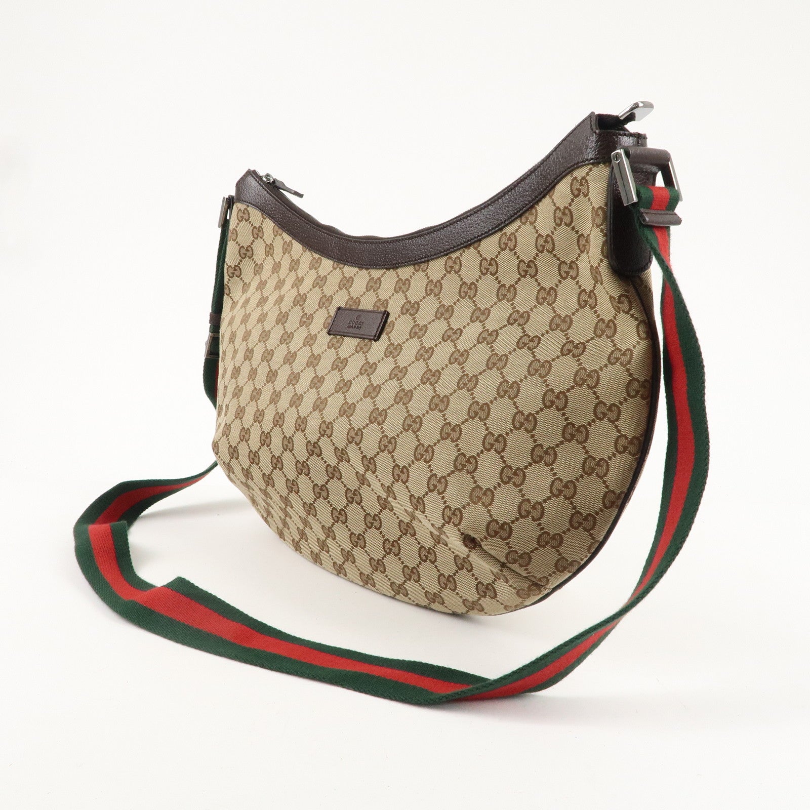 GUCCI Sherry GG Canvas Leather Shoulder Bag Beige Brown 189752