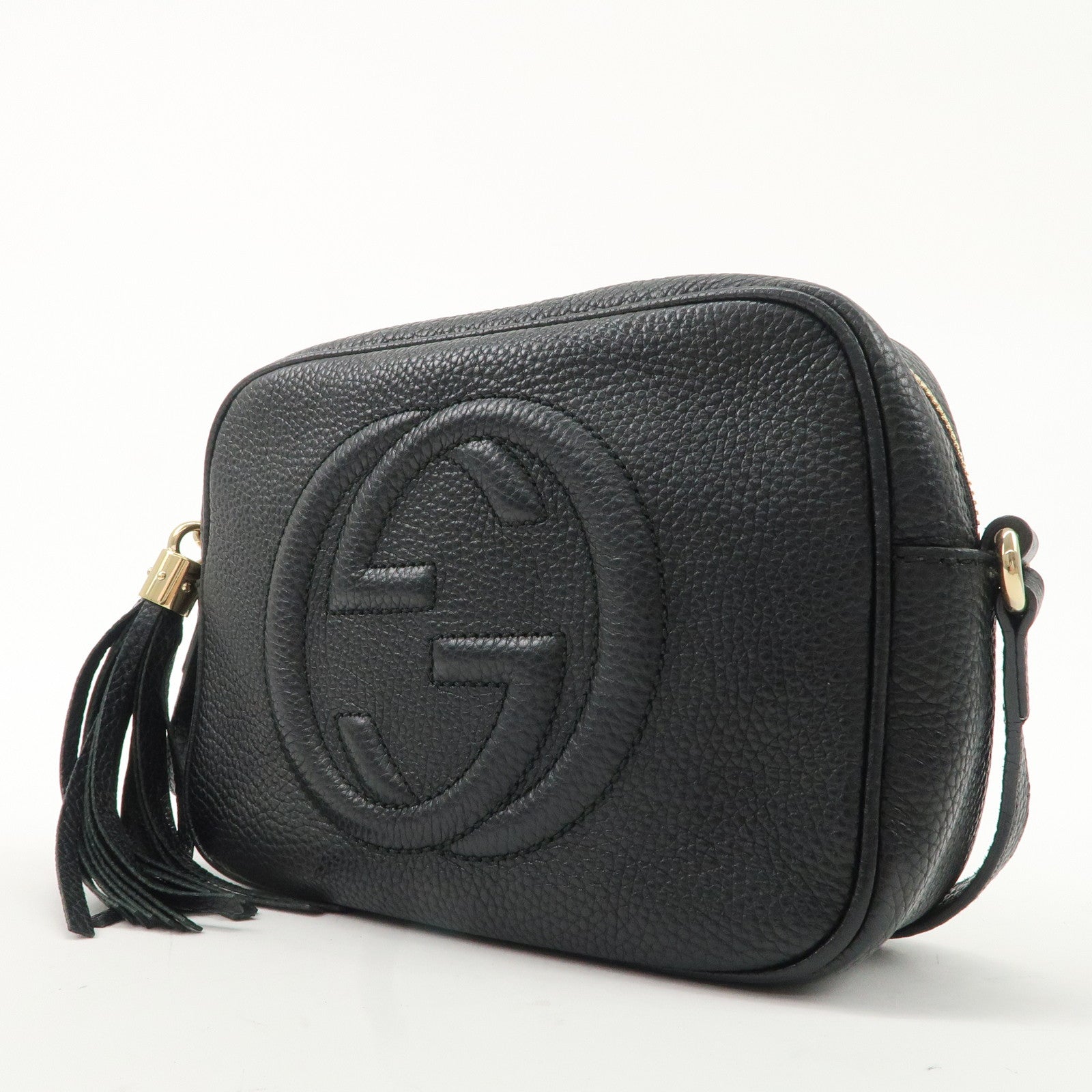 GUCCI SOHO Leather Small Disco Shoulder Bag Black 308364