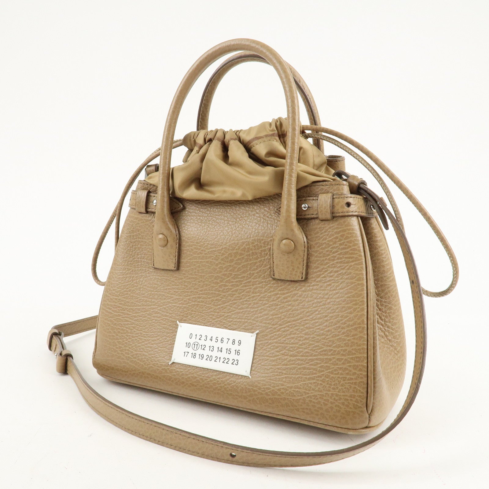 Maison Margiela Leather Drawstring 2Way Bag Hand Bag Beige