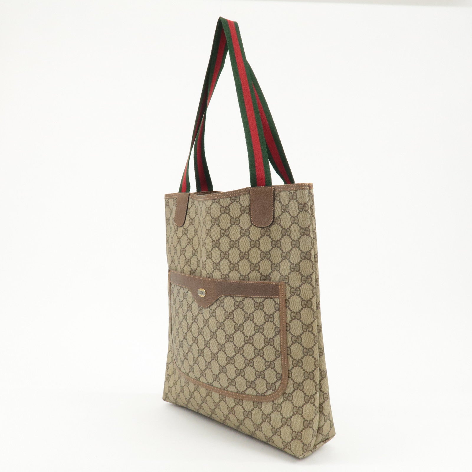 GUCCI Old GUCCI Sherry GG Plus Leather Tote Bag Brown 39.02.003