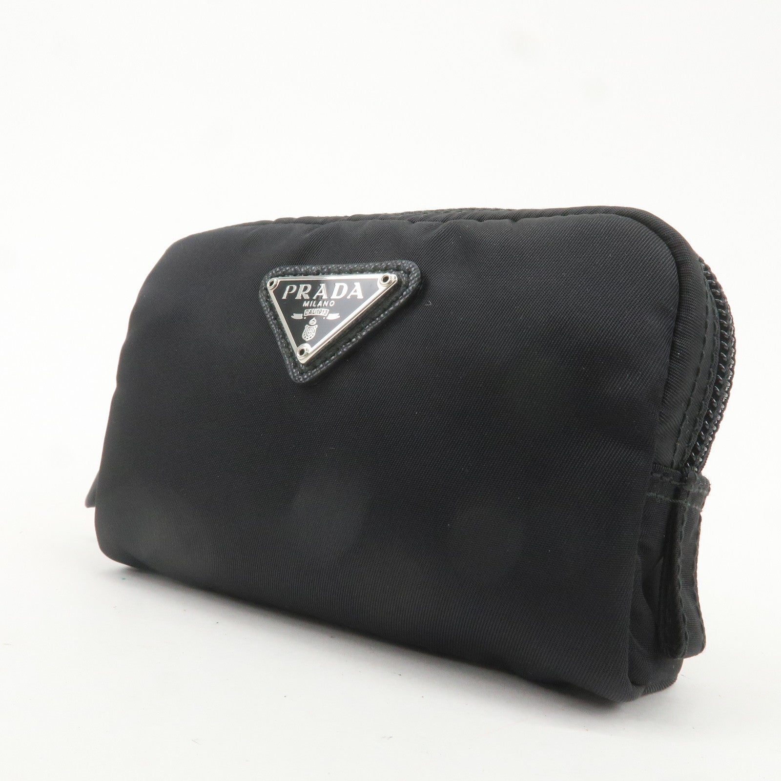 PRADA Nylon Leather Pouch Mini Case Black 1NA339