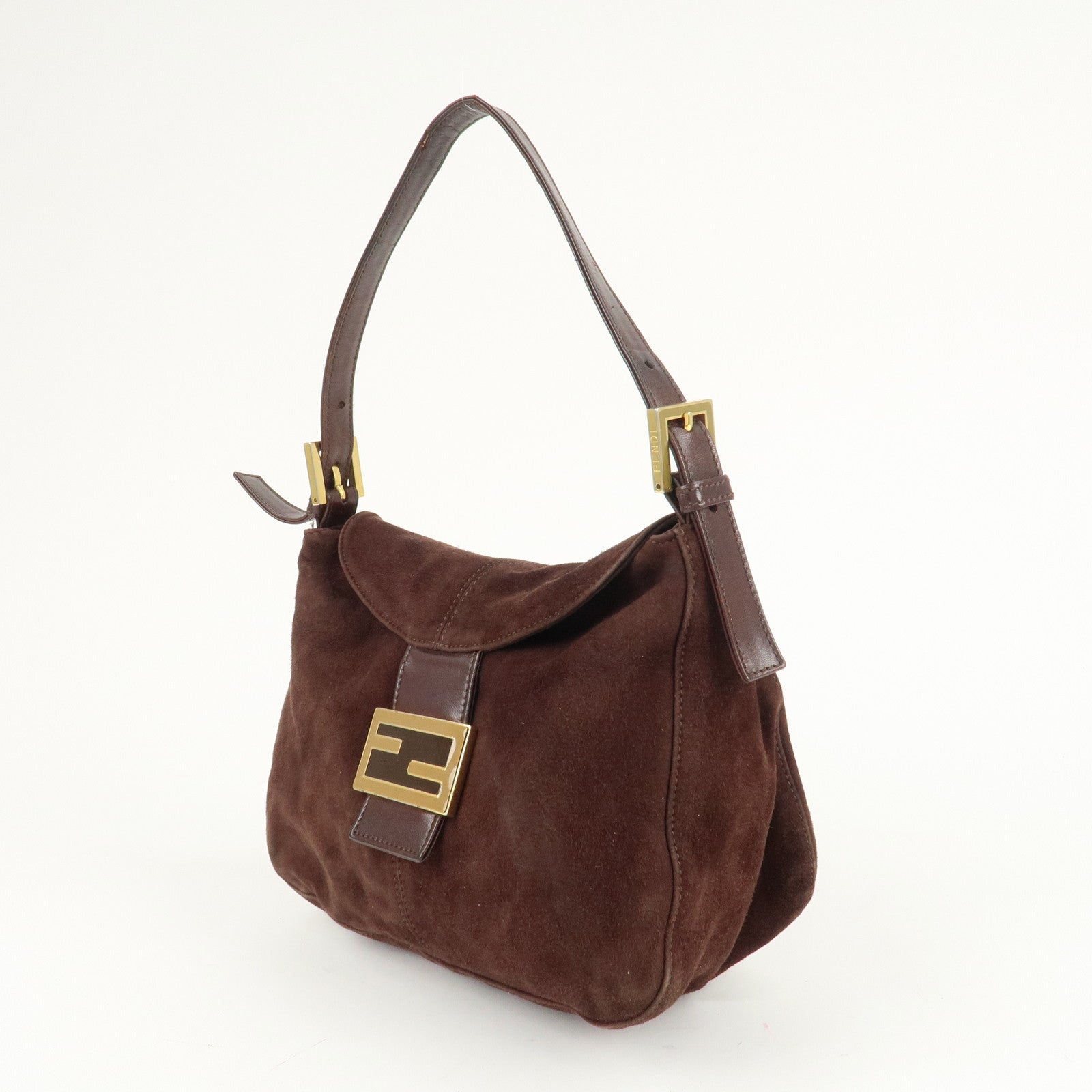 FENDI Suede Leather Shoulder Bag Hand Bag Brown 26426