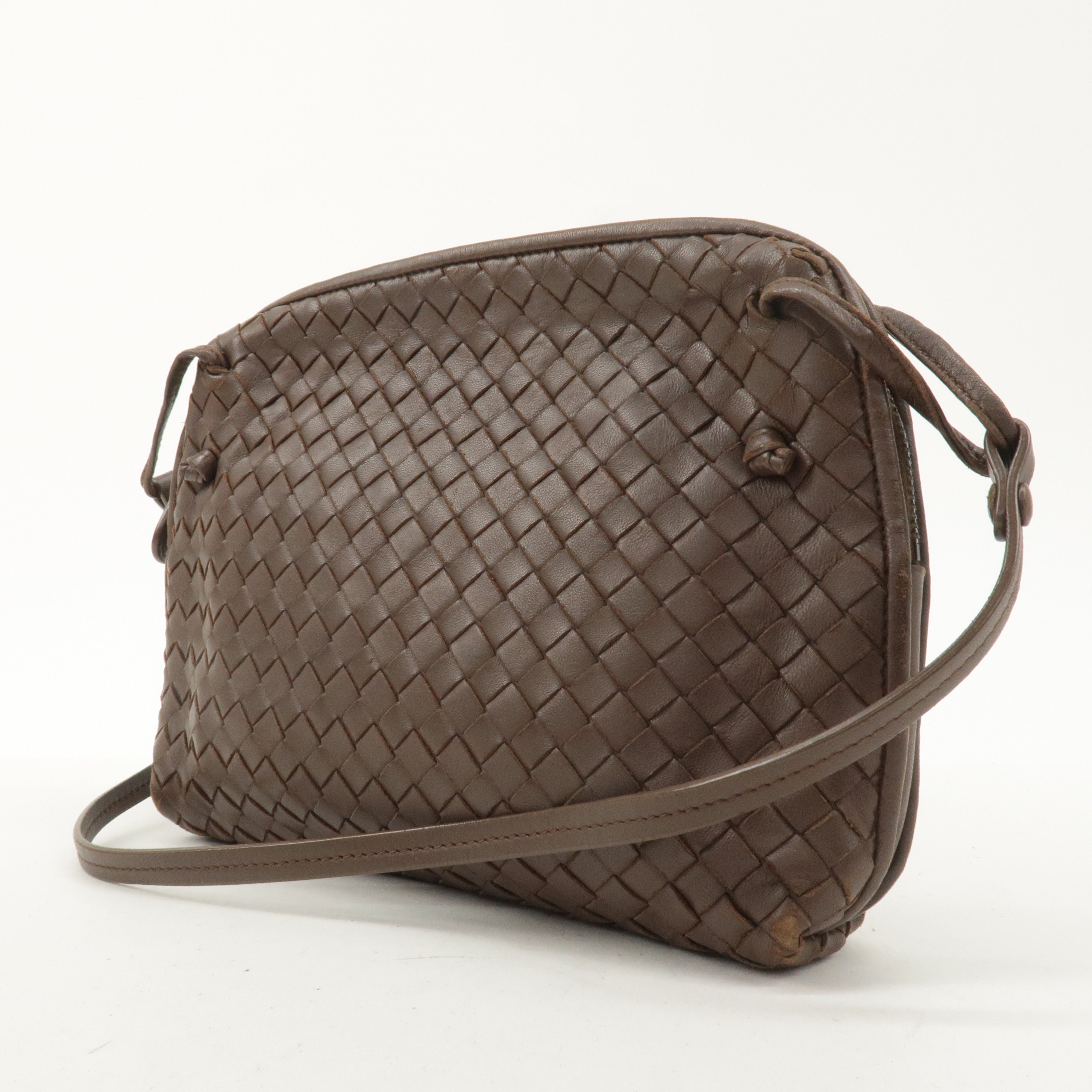 BOTTEGA VENETA Intrecciato Leather Shoulder Bag Brown