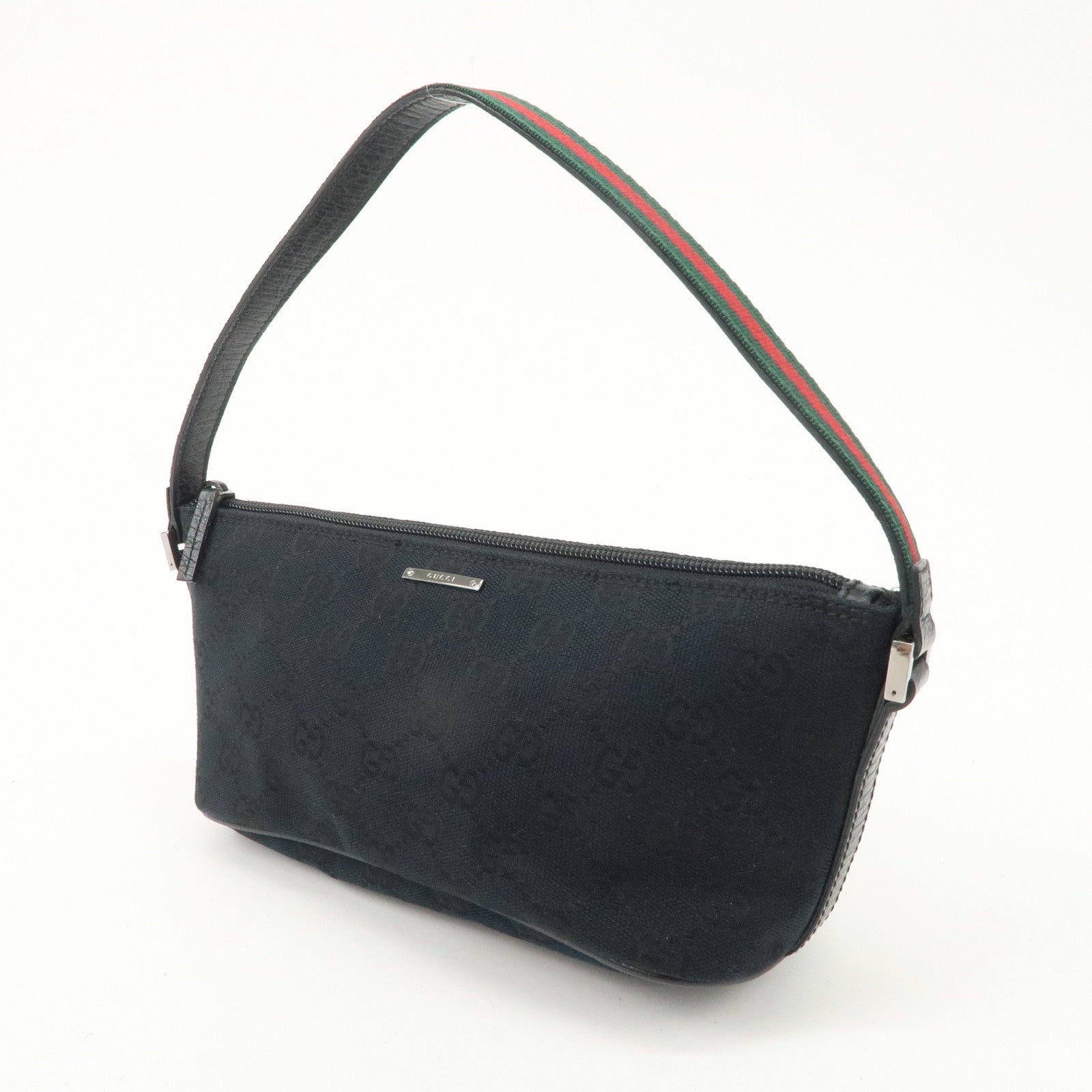 GUCCI Sherry GG Canvas Leather Hand Bag Accessorie Pouch 141809 Used